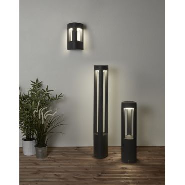 Searchlight Michigan - lampe de jardin - 13 x 13 x 50 cm - 5,5W LED inclus - IP54 - gris foncé