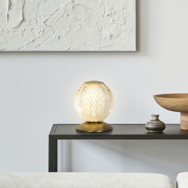 Searchlight Allure - lampe à poser - Ø 11 x 13 cm - laiton satiné et transparent
