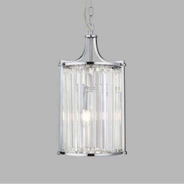 Searchlight Victoria - lampe suspendue - Ø 26 x 150 cm - chrome et transparent