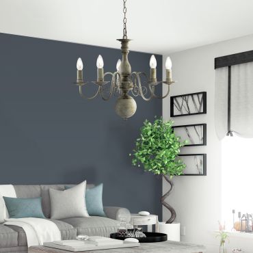 Searchlight Greythorne - lustre - Ø 60 x 133 cm - gris