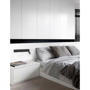 Nova Luce Vida - applique murale avec interrupteur et chargeur USB - 35 x 10 x 8 cm - 5W + 3W LED inclus - noir sable