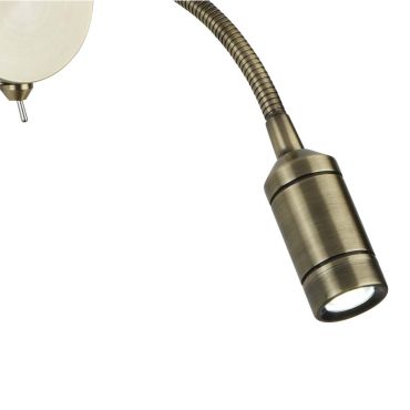 Searchlight LED Adjustable Wall Lights - applique murale avec interrupteur - 7 x 24 cm - 1W LED inclus - laiton antique