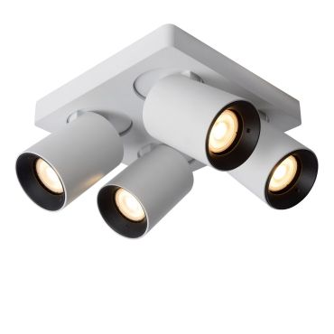 Lucide Nigel - spot en saillie - 20 x 20 x 11,3 cm - 4 x 5W dimmable inclus - dim to warm - white