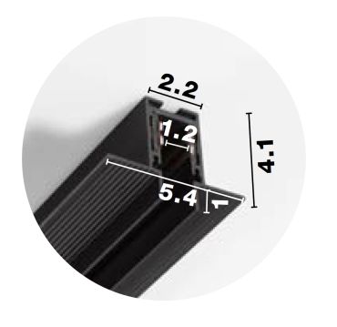 Nova Luce Ultra Slim - rail magnétique encastré sans raccord avec ailettes de 1 cm de profondeur - 200 cm - noir
