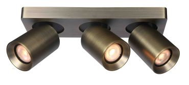 Artdelight Megano - spot en saillie 3 lumières - 30 x 10 x 11,5 cm - bronze antique