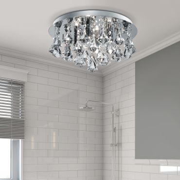 Searchlight Bathroom - plafonnier de salle de bains - Ø 38 x 17,5 cm - IP44 - chrome