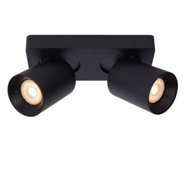 Lucide Nigel - spot en saillie - 20 x 10 x 11,3 cm - 2 x 5W dimmable inclus - dim to warm - noir