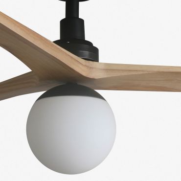 Faro Klim M - ventilateur de plafond avec lumière - Ø 125 cm - noir mat et pin