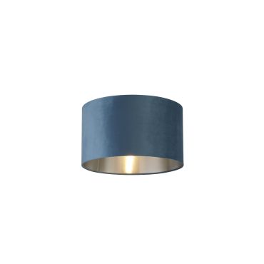 Searchlight Drum Shade - abat-jour - Ø 38 x 22 cm - bleu sarcelle et argent