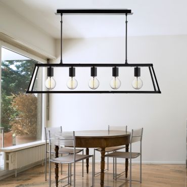 Searchlight Voyager - lampe suspendue - 90 x 20 x 100 cm - noir mat
