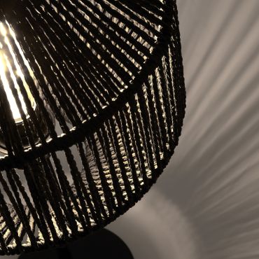 Searchlight Wicker - lampe à poser - Ø 30,5 x 55 cm - noir mat