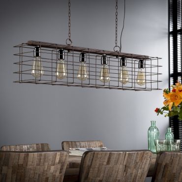 MODÈLE D’EXPOSITION - Vico Cage - lampe suspendue - 95 x 21 x 150 cm - brun rouille