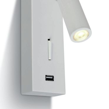 ONE Light Reading Spots - applique murale avec interrupteur - 6 x 2,5 x 18 cm - 3W LED inclus - blanc