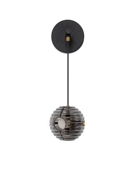 Nova Luce Las - applique murale - Ø 15 x 52 cm - 13W LED inclus - noir sablé, or et gris fumé
