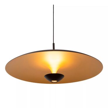 Lucide Kenneth - lampe suspendue - Ø 60 x 170 cm - 16W LED dimmable inclus - noir et or mat