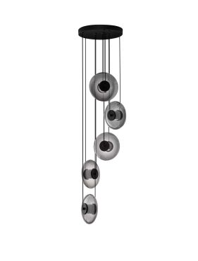 Nova Luce Ballet - lampe suspendue - Ø 40 x 220 cm - 40W dimmable LED inclus - noir sablé et gris fumé