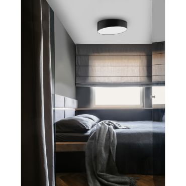 Nova Luce Maggio - plafonnier - Ø 50 x 12 cm - 60W LED inclus - noir sable et blanc mat