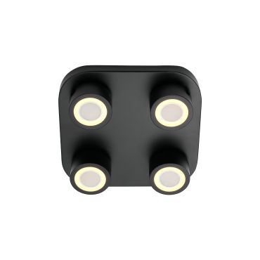 Nordlux Clyde 4-Spot - plafonnier - 28 x 28 x 7,5 cm - 3 niveaux de gradation - 4 x 5W LED inclus - noir