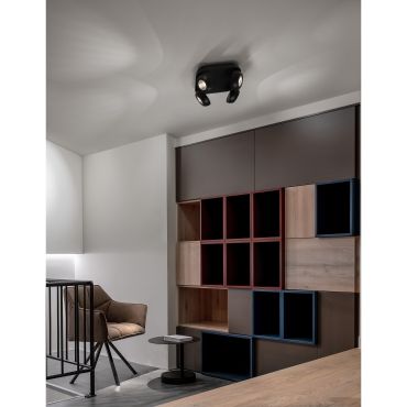 Nova Luce Gon - spot en saillie 4L - 25 x 25 x 9 cm - 4 x 5W LED inclus - noir sable
