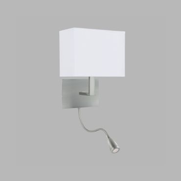 Searchlight Wall - applique murale avec double interrupteur - 20 x 25,5 cm - 1W LED inclus - nickel mat