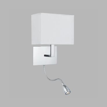 Searchlight Wall - applique murale avec double interrupteur - 20 x 25,5 cm - 1W LED inclus - chrome