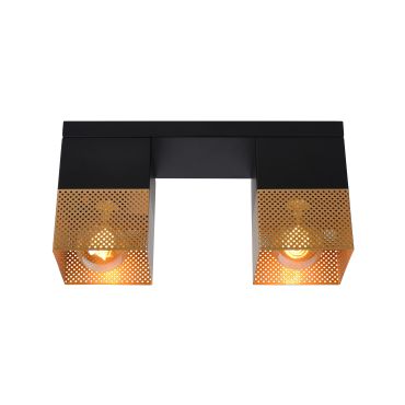 Lucide Renate - plafonnier - 32 x 10 x 16 cm - noir et or mat