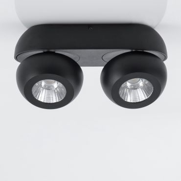 Nova Luce Gon - spot en saillie 2L - 25 x 11 x 9 cm - 2 x 5W LED inclus - noir sable
