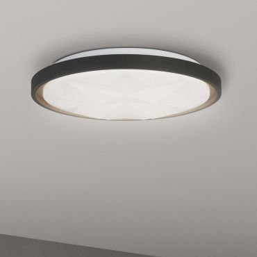 Searchlight Satellite - plafonnier avec télécommande - Ø 42 x 6 cm - 24W LED dimmable inclus - noir et or