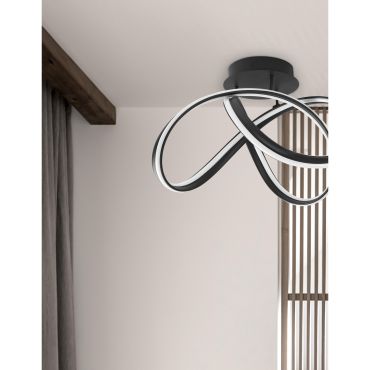 Nova Luce Truno - plafonnier - Ø 52 x 36 cm - 60W LED dimmable inclus - noir sable