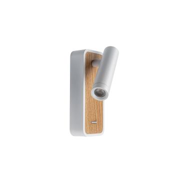 VK Lighting Novel - applique murale - Ø 2,7 x 15 cm - 3W LED inclus - blanc et bois