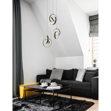 MODÈLE D’EXPOSITION - Nova Luce Rings - lampe suspendue - Ø 34 x 120 cm - 43W LED dimmable inclus - noir sable