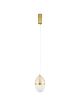 Nova Luce Egna - lampe suspendue - Ø 15 x 120 cm - 20W LED inclus - opale, verre cognac et or