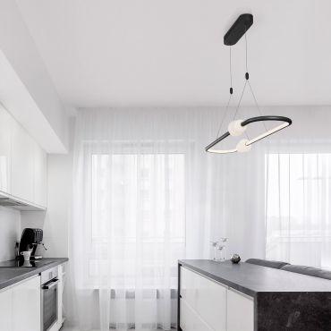 Nova Luce Celia - lampe suspendue avec télécommande - 100 x 28 x 120 cm - 44,2W LED dimmable inclus - noir et opale