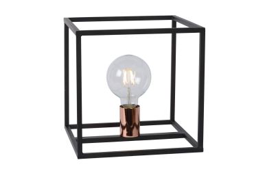 Lucide Arthur - lampe à poser - 25 x 25 x 25 cm - noir &amp; cuivre