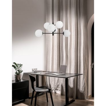 Nova Luce Impero - lampe suspendue - Ø 70 x 120 cm - noir et blanc