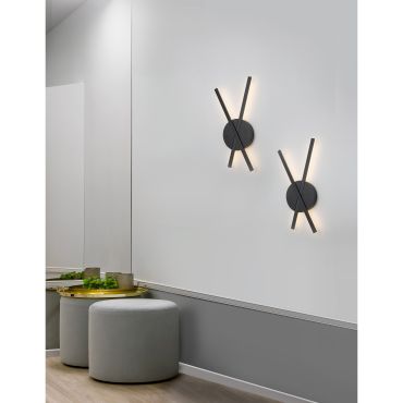 Nova Luce Reslin - applique murale - 24,5 x 5 x 53 cm - 18W LED inclus - noir sable