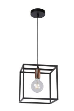 Lucide Arthur - lampe suspendue - 25 x 25 x 155 cm - noir et cuivre