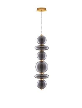 Nova Luce Navi - lampe suspendue - 17 x 22 x 200 cm - 27W LED inclus - laiton doré et gris fumée
