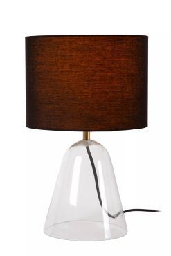 Lucide Campana - lampe à poser - Ø 25 x 36,5 cm - noir et transparent