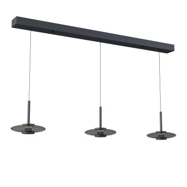 Artdelight Denver - lampe suspendue - 130 x 9 x 200 cm - 3 x 11W LED dimmable inclus - noir