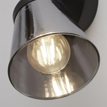 Searchlight Mega - spot en saillie 1L - 10 x 18 cm - noir et verre fumé