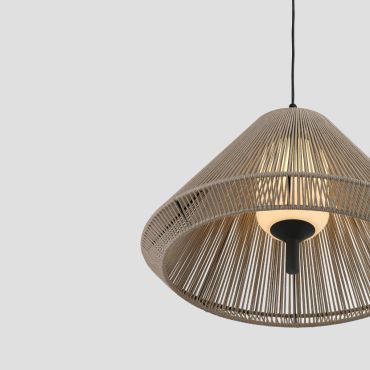 Faro Saigon - lampe suspendue - Ø 66,5 x 38 cm - IP65 - gris et beige