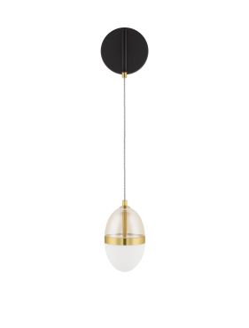 Nova Luce Egna - applique murale - Ø 12 x 48 cm - 13W LED inclus - opale, verre cognac, or et noir