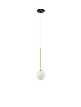 Nova Luce Savoy - lampe suspendue - Ø 11 x 163 cm - satin doré, noir mat et blanc opale