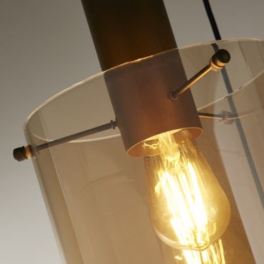 Searchlight Sweden - lampe suspendue - Ø 47 x 150 cm - moka et ambre
