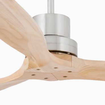 Faro Lantau L - ventilateur de plafond - Ø 132 cm - nickel mat et pin