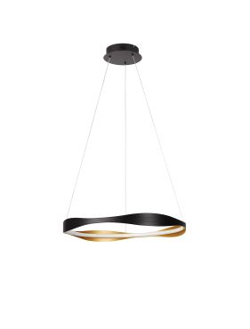 Nova Luce Dobi - lampe suspendue - Ø 60 x 120 cm - 32W dimmable LED inclus - noir sablé et or