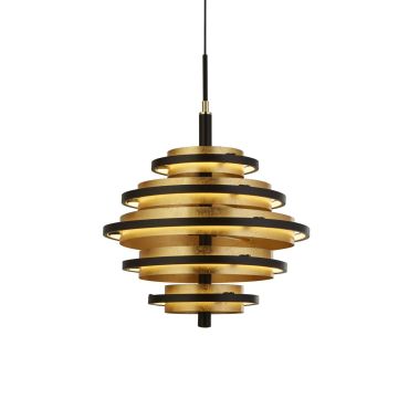 Searchlight Hive - lampe suspendue - Ø 40 x 140 cm - 35W LED dimmable inclus - noir et or