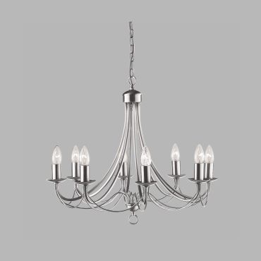 Searchlight Maypole - lustre - Ø 60 x 100 cm - argent satiné