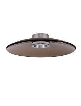 Nova Luce Esti - plafonnier - Ø 50 x 10,6 cm - 33W dimmable LED inclus - nickel brossé et verre brun foncé